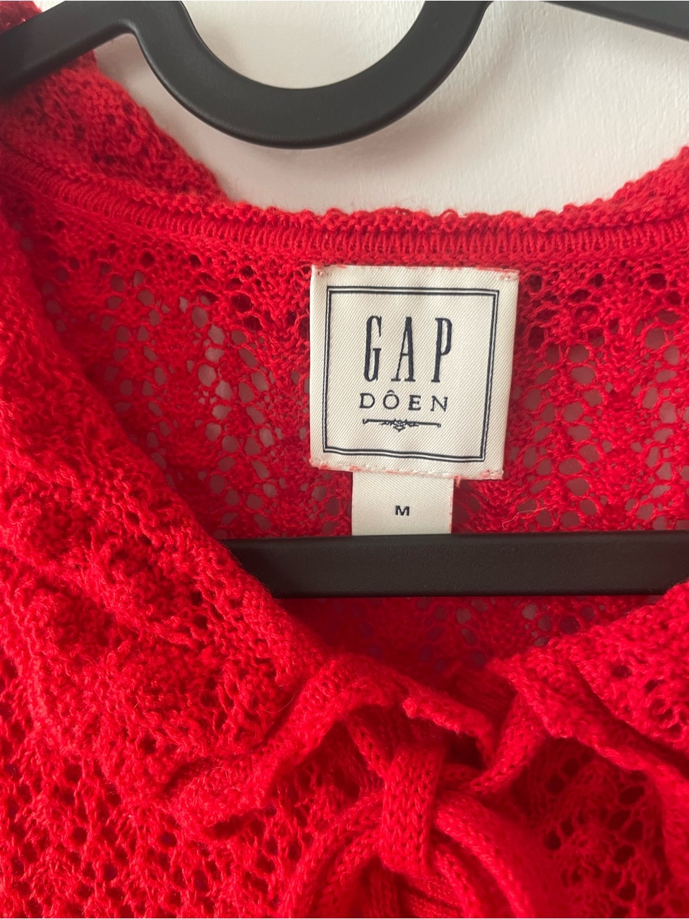 Gap x DÔEN Red Open-Knit Short-Sleeve Linen Blend Cardigan - Picture 2 of 7